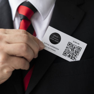 Cartão De Visita Código QR Logotipo comercial   Black Modern Profe
