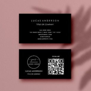 Cartão De Visita Código QR Logotipo comercial   Black Modern Profes
