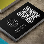 Cartão De Visita Código QR Logotipo comercial | Black Modern Profes<br><div class="desc">Simples cartão de visita de código QR preto corporativo e personalizado e logotipo da empresa em um estilo moderno minimalista. O modelo pode ser atualizado facilmente com seu código QR,  logotipo e informações de contato.</div>