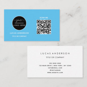 Cartão De Visita Código QR Logotipo comercial Black Modern Profes