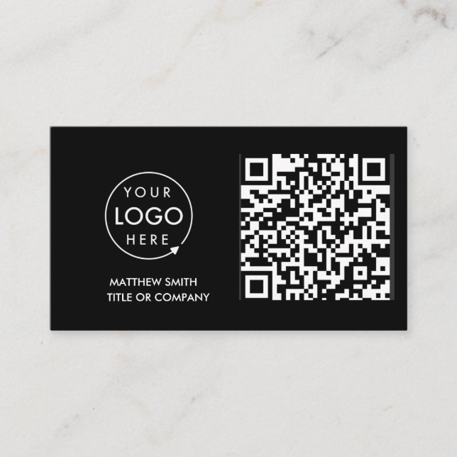 Cartão De Visita Código QR Logotipo comercial | Black Modern Profes (Frente)