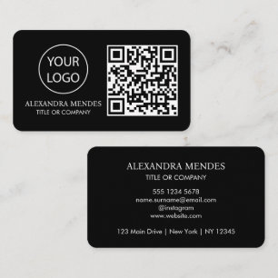 Cartão De Visita Código QR Logotipo comercial, Black Modern Profess