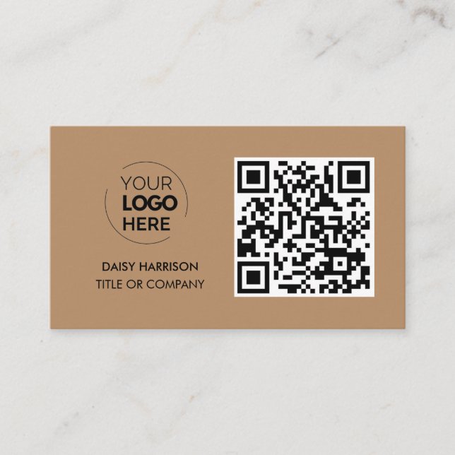 Cartão De Visita Código QR Logotipo comercial | Brown Modern Profes (Frente)
