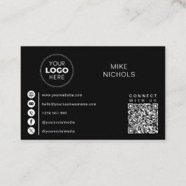 Cartão De Visita Código QR Logotipo comercial Conecte-se com o mini