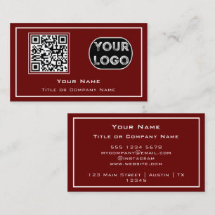 Cartão De Visita Código QR Logotipo comercial Minimizado vermelho