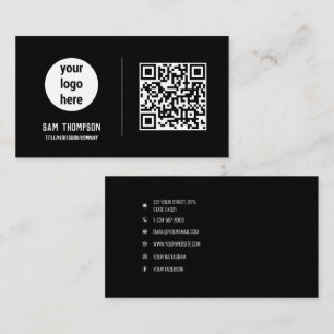 Cartão De Visita Código QR Logotipo comercial Moderno Minimalista