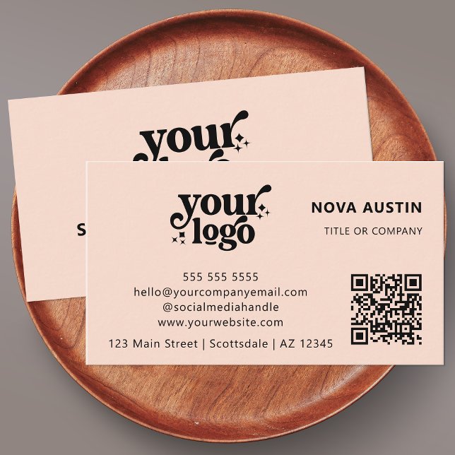 Cartão De Visita Código QR Logotipo comercial Profissional Rosa Mod (Criador carregado)