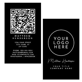 Cartão De Visita Código QR Logotipo comercial Sleed Black Professio