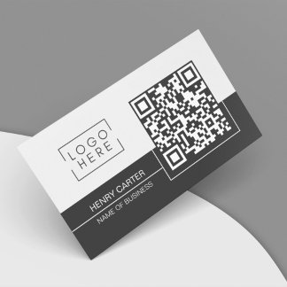 Cartão De Visita Código QR Logotipo de Cinza preto de carvão vegeta