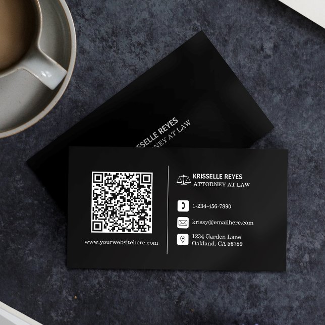 Cartão De Visita Código QR Logotipo preto moderno (Make an impact with these professional business cards, showcasing your brand and credibility.)