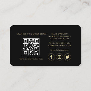 Cartão De Visita Código QR Luxury Dourado Black Professional
