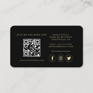 Cartão De Visita Código QR Luxury Dourado Black Professional