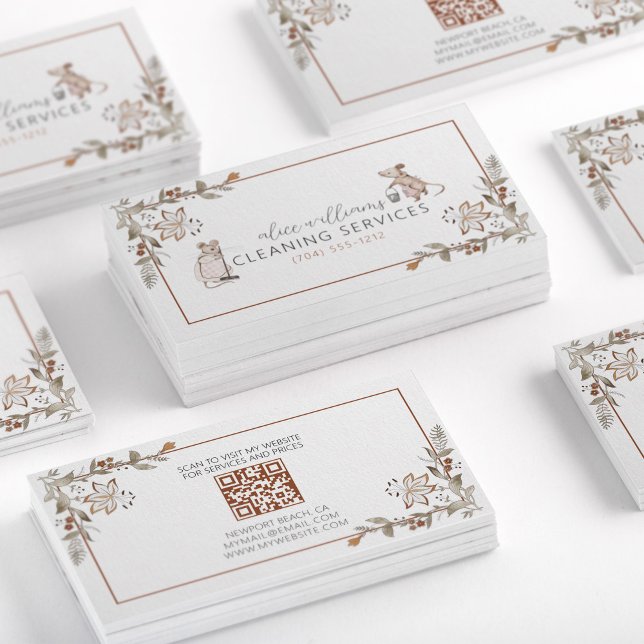 Cartão De Visita Código QR Maid Agregado Camundongos Profissionais (Criador carregado)