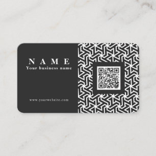 Cartão De Visita Código QR malha elegante negra profissional Empre