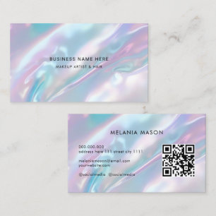 Cartão De Visita Código QR Maqueamento Moderno Artista Elegante Hol