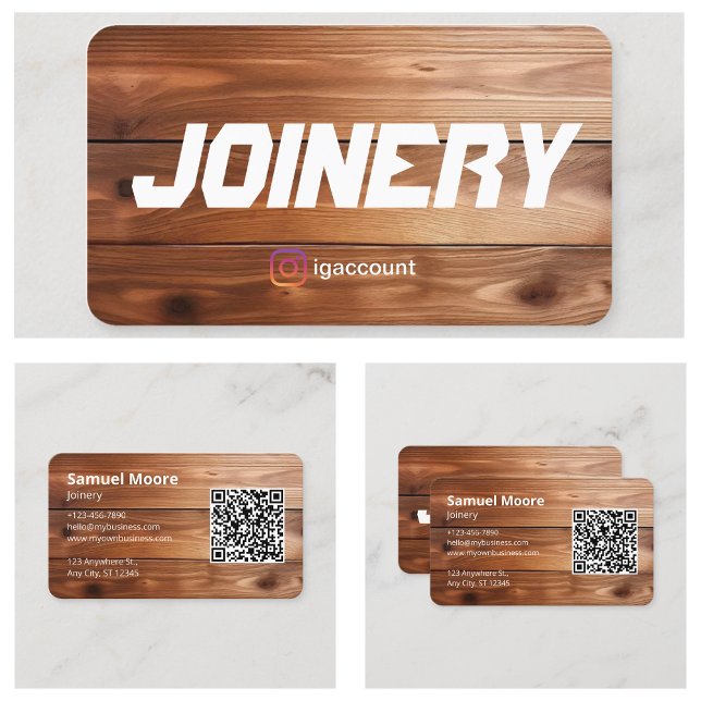 Cartão De Visita Código QR Marcenaria Encaixe (QR Code Woodworking Joinery Business Card
)