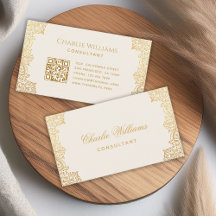 Código QR Marfim Dourado Vintage Elegante Antiquad