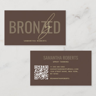 Cartão De Visita Código QR marrom de bronzeado por spray moderno