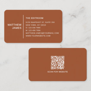 Cartão De Visita Código QR Marrom de Cacau em Pó Minimalista Modern