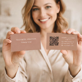 Cartão De Visita Código qr marrom mocha