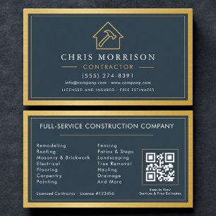 Cartão De Visita Código QR Metálico de Construtor Civil