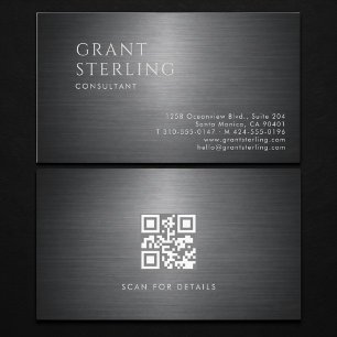 Cartão De Visita Código QR Metálico de Consultor