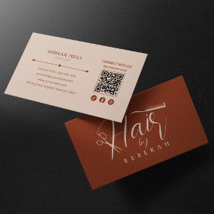 Cartão De Visita Código QR Minimalista de Estilista de Cabelo com P