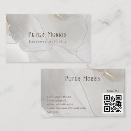 Cartão De Visita Código QR Minimalista de Tonalidade Neutra da cinz