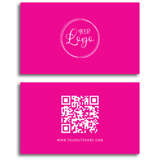 Cartão De Visita Código QR minimalista do logotipo rosa quente e br