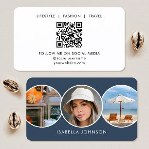 Cartão De Visita Código QR Minimalista Moderno com Foto Personaliza