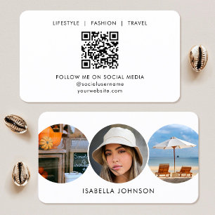 Cartão De Visita Código QR Minimalista Moderno com Foto Personaliza