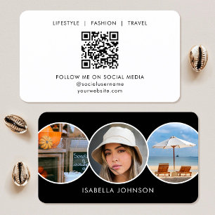 Cartão De Visita Código QR Minimalista Moderno com Foto Personaliza