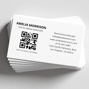 Cartão De Visita Código QR Minimalista Profissional Moderno