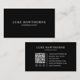 Cartão De Visita Código QR Mínimo Elegante Moderno - Profissional P