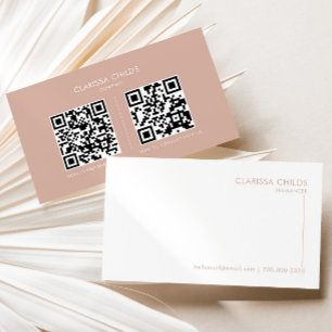 Cartão De Visita Código Qr Mínimo Formal Branco Blush Blush White