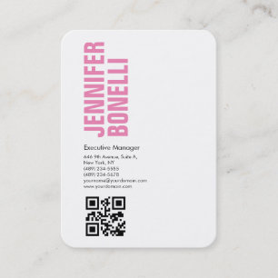 Cartão De Visita Código QR mínimo profissional cor-de-rosa a negrit