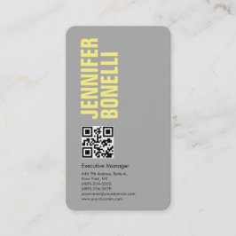 Cartão De Visita Código QR mínimo profissional negrito cinza amarel