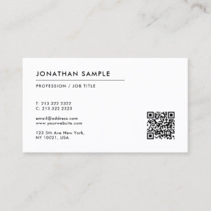 Cartão De Visita Código QR Modelo minimalista personalizado moderno