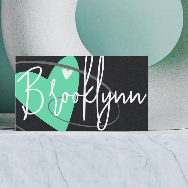 Cartão De Visita Código QR Modelo Teal Made Love Heart Crafters (Criador carregado)