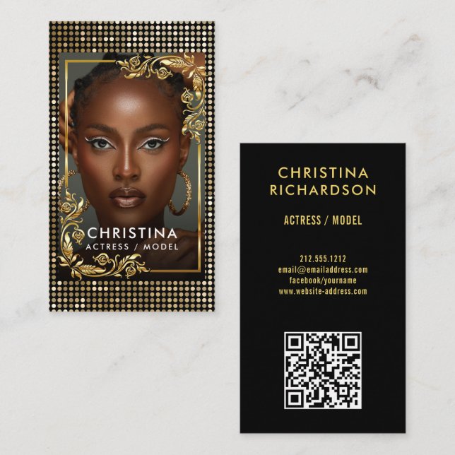 Cartão De Visita Código QR Modelos dançarinos Fotografia de atriz (Frente/Verso)