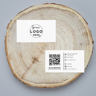 Cartão De Visita Código QR Moderno com Logotipo Personalizado e Íco