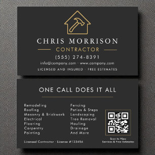 Cartão De Visita Código QR Moderno da Empresa de Construção