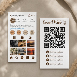 Cartão De Visita Código QR Moderno da Grade de Fotos das Mídias Soc
