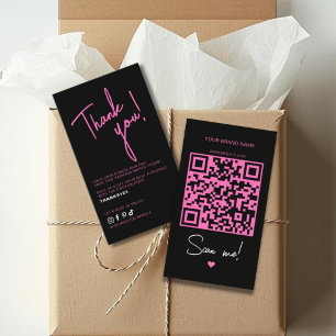 Cartão De Visita Código QR moderno de agradecimento de pedido rosa