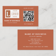 Código QR Moderno de Terracota Minimalista com Log