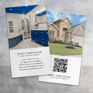 Cartão De Visita Código QR moderno do agente imobiliário