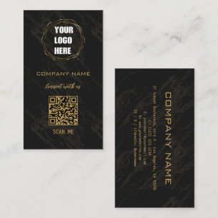 Cartão De Visita Código QR Moderno do Design profissional preto