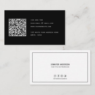 Cartão De Visita Código QR Moderno Minimalista Elegante Limpo Simp