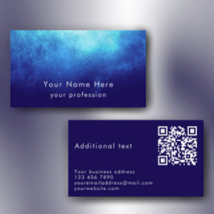 Cartão De Visita Código QR Moderno Personalizado Blue Nebula Texto