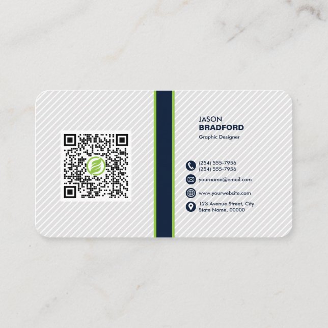 Cartão De Visita Código QR Moderno Profissional Personalizado Bu (Verso)